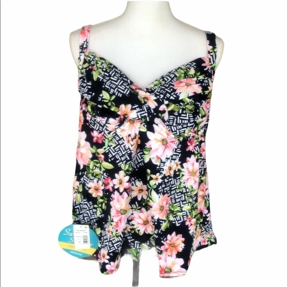 Swim Solutions Surpliced Bra Underwire Floral